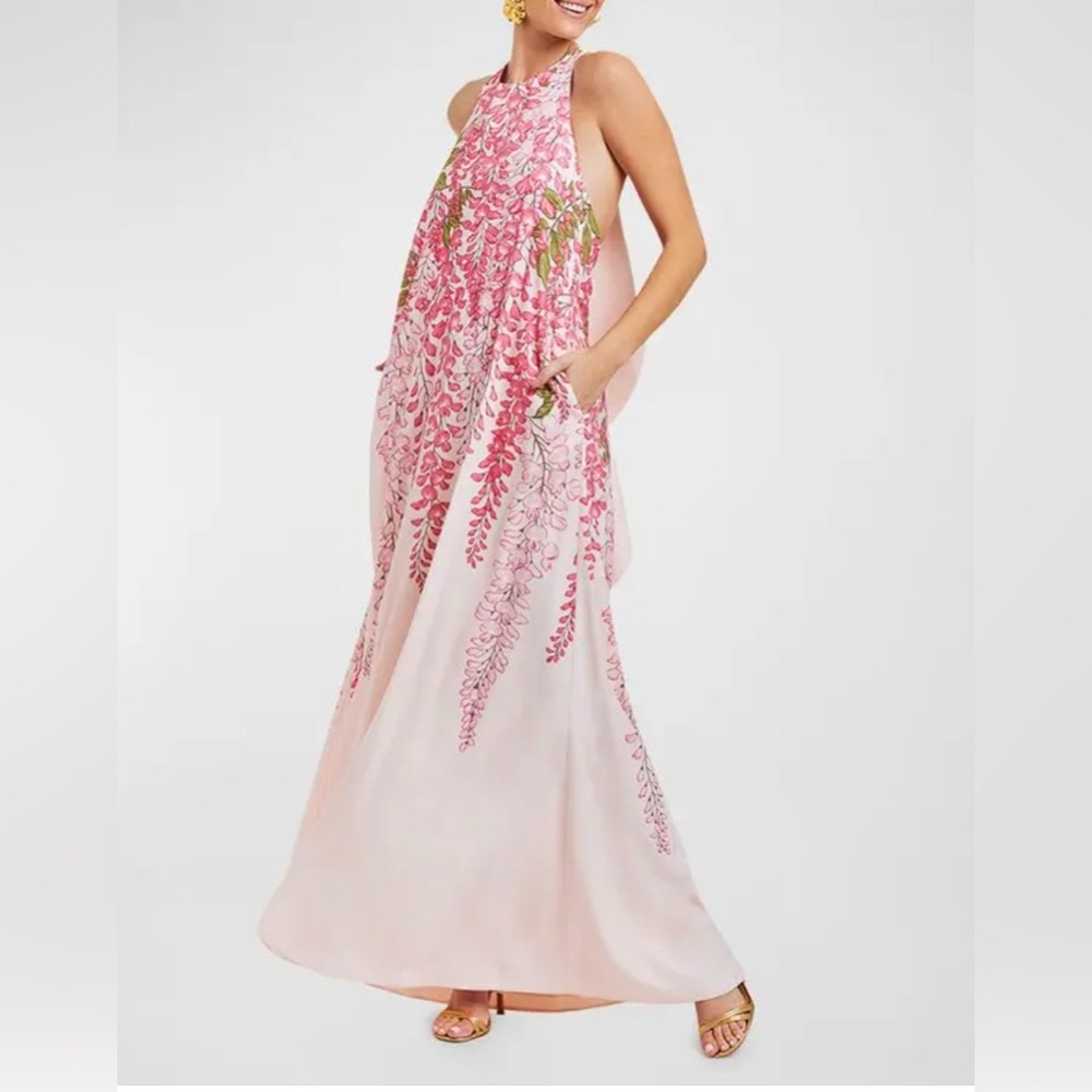 Mestiza Adelina Draped Floral Print Trapeze Dress